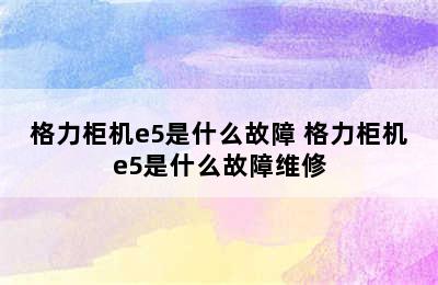 格力柜机e5是什么故障 格力柜机e5是什么故障维修